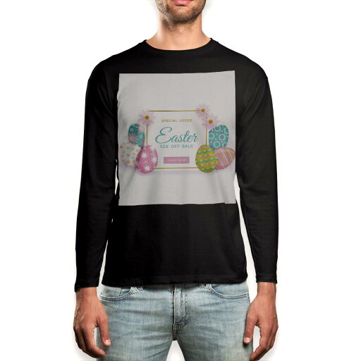 ロング tシャツ メンズ 長袖 ブラック デザイン XS S M L XL 2XL ロンT ティーシャツ 黒 black T shirt long sleeve 015353 イースター カラフル パステル ロング tシャツ メンズ 長袖 ブラック デザイン XS S M L XL 2XL ロンT ティーシャツ 黒 black T shirt long sleeve 015353 イースター カラフル パステル