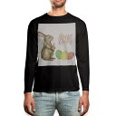 ロング tシャツ メンズ 長袖 ブラック デザイン XS S M L XL 2XL ロンT ティーシャツ 黒 black T shirt long sleeve 015391 イースター たまご とり うさぎ パステル