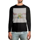 ロング tシャツ メンズ 長袖 ブラック デザイン XS S M L XL 2XL ロンT ティーシャツ 黒 black T shirt long sleeve 015394 イースター たまご とり うさぎ パステル