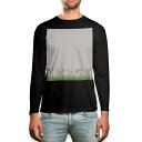 ロング tシャツ メンズ 長袖 ブラック デザイン XS S M L XL 2XL ロンT ティーシャツ 黒 black T shirt long sleeve 015398 チューリップ 花 ピンク