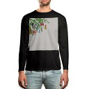 ロング tシャツ メンズ 長袖 ブラック デザイン XS S M L XL 2XL ロンT ティーシャツ 黒 black T shirt long sleeve 015445 笹 七夕