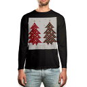 ロング tシャツ メンズ 長袖 ブラック デザイン XS S M L XL 2XL ロンT ティーシャツ 黒 black T shirt long sleeve 015645 クリスマス クリスマスツリー