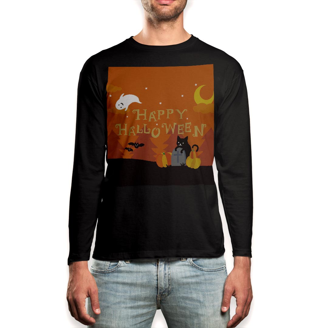 ロングtシャツメンズ長袖ブラックデ...