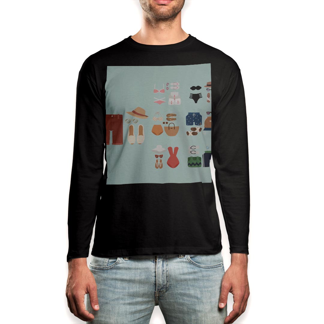 ロングtシャツメンズ長袖ブラックデ...