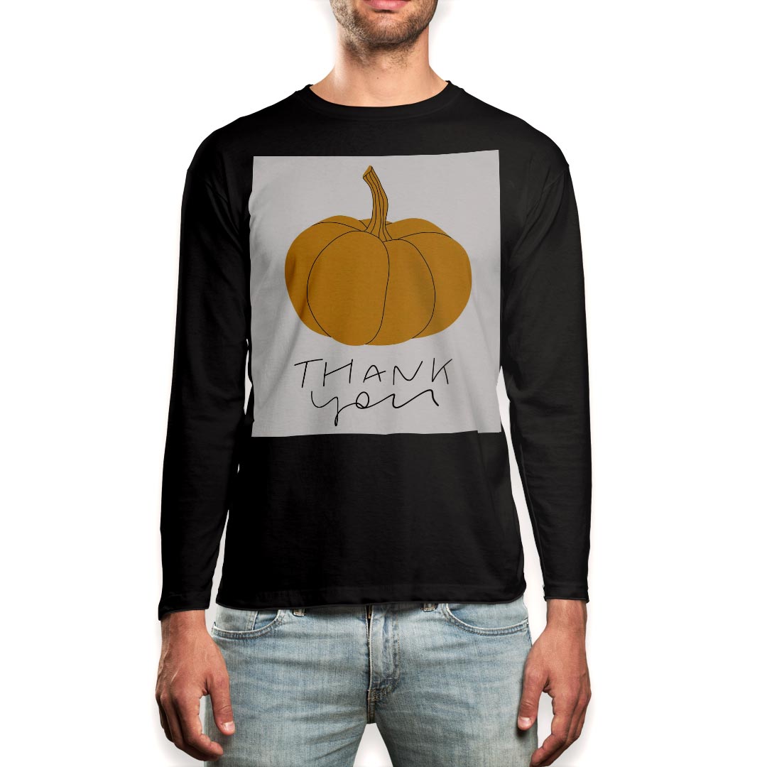 ロング tシャツ メンズ 長袖 ブラック デザイン XS S M L XL 2XL ロンT ティーシャツ 黒 black T shirt long sleeve 015749 かぼちゃ 食べ物 野菜