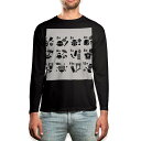 ロング tシャツ メンズ 長袖 ブラック デザイン XS S M L XL 2XL ロンT ティーシャツ 黒 black T shirt long sleeve 015794 カレンダー 四季 日本