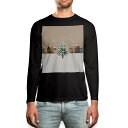ロング tシャツ メンズ 長袖 ブラック デザイン XS S M L XL 2XL ロンT ティーシャツ 黒 black T shirt long sleeve 015799 クリスマス ツリー 冬