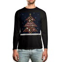 ロング tシャツ メンズ 長袖 ブラック デザイン XS S M L XL 2XL ロンT ティーシャツ 黒 black T shirt long sleeve 015811 クリスマスツリー 冬 木