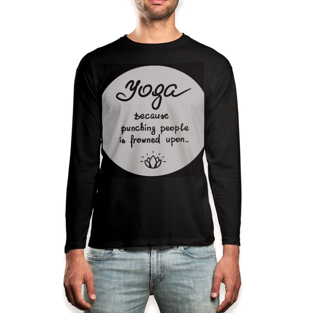 ロング tシャツ メンズ 長袖 ブラック デザイン XS S M L XL 2XL ロンT ティーシャツ 黒 black T shirt long sleeve 016089 yoga　ヨガ　英字　おしゃれ