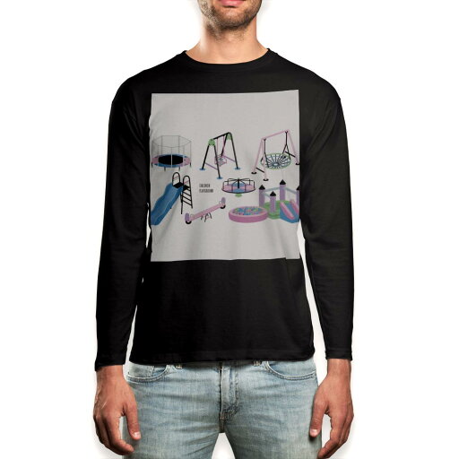 ロング tシャツ メンズ 長袖 ブラック デザイン XS S M L XL 2XL ロンT ティーシャツ 黒 black T shirt long sleeve 016141 公園 遊具 ロング tシャツ メンズ 長袖 ブラック デザイン XS S M L XL 2XL ロンT ティーシャツ 黒 black T shirt long sleeve 016141 公園 遊具