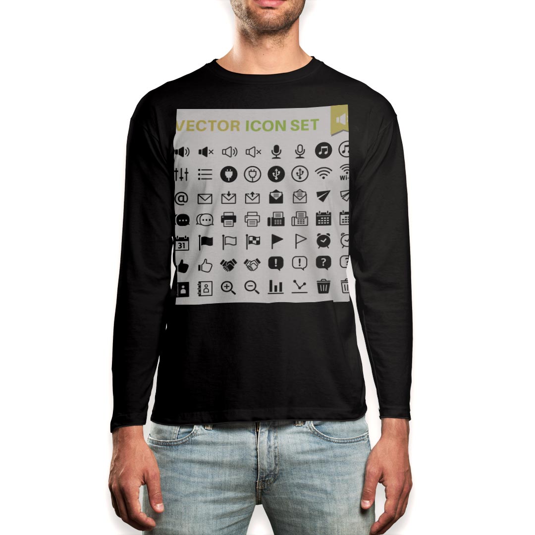 Other - ロング tシャツ メンズ 長袖 ブラック デザイン XS S M L XL 2XL ロンT ティーシャツ 黒 black T shirt long sleeve 016199 アイコン　声
