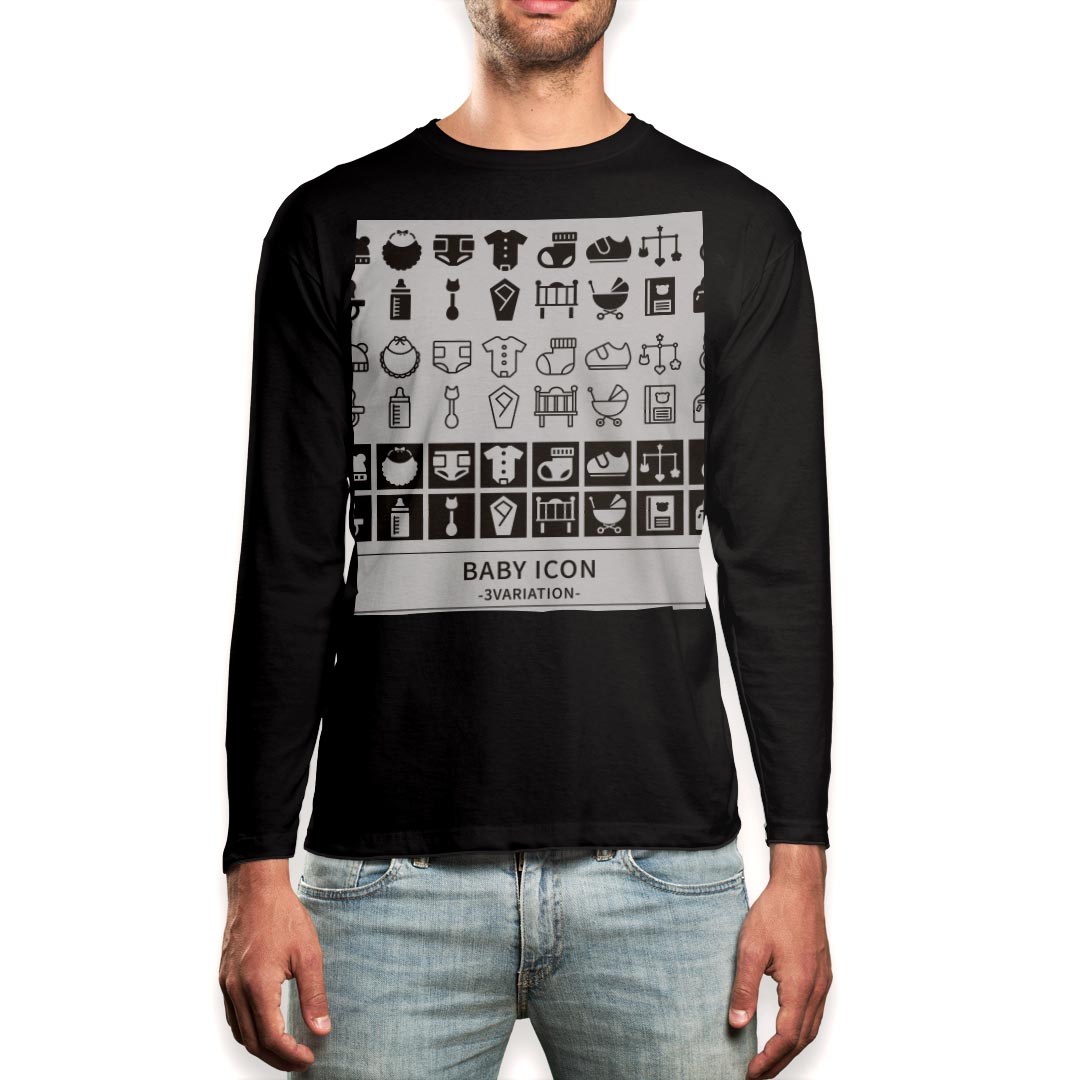 Other - ロング tシャツ メンズ 長袖 ブラック デザイン XS S M L XL 2XL ロンT ティーシャツ 黒 black T shirt long sleeve 016293 赤ちゃん　アイコン　ベビーシャワー