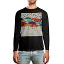 ロング tシャツ メンズ 長袖 ブラック デザイン XS S M L XL 2XL ロンT ティーシャツ 黒 black T shirt long sleeve 016323 傘 梅雨 カラフル