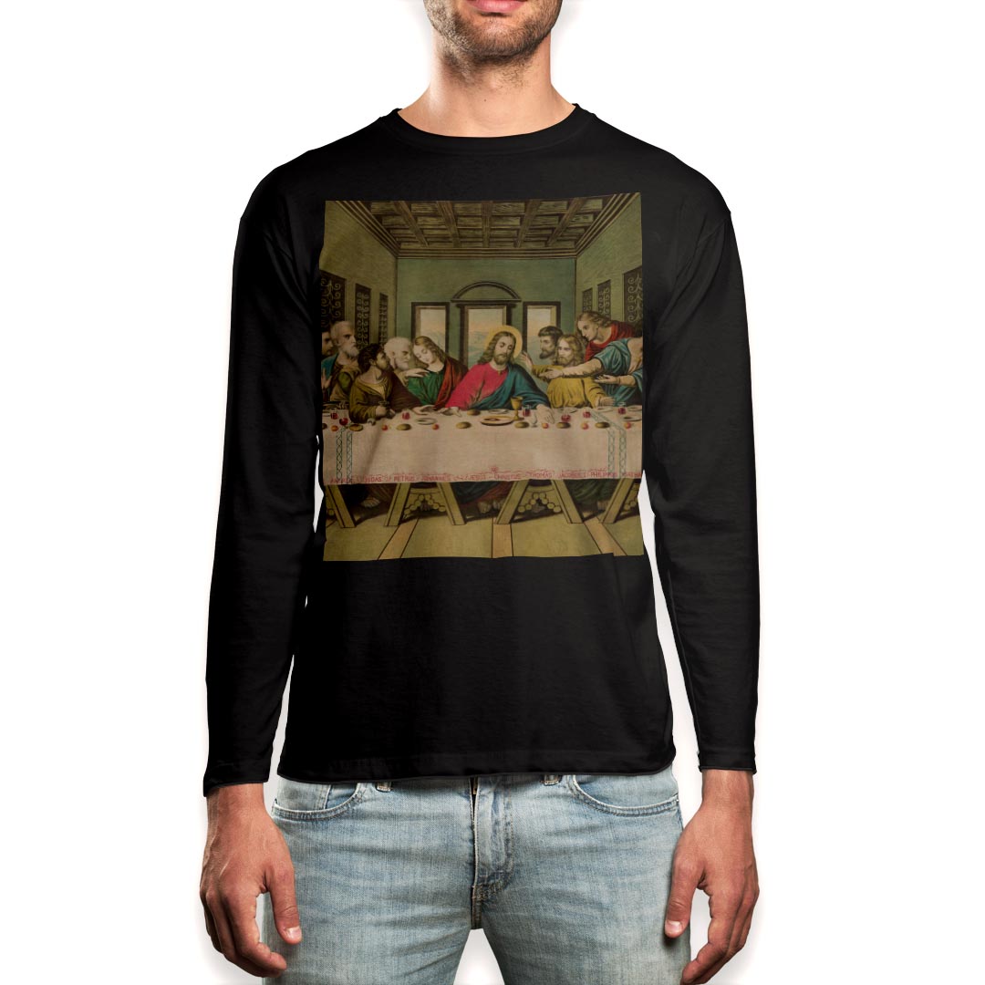 Long-Sleeved - ロング tシャツ メンズ 長袖 ブラック デザイン XS S M L XL 2XL ロンT ティーシャツ 黒 black T shirt long sleeve 016394 絵画
