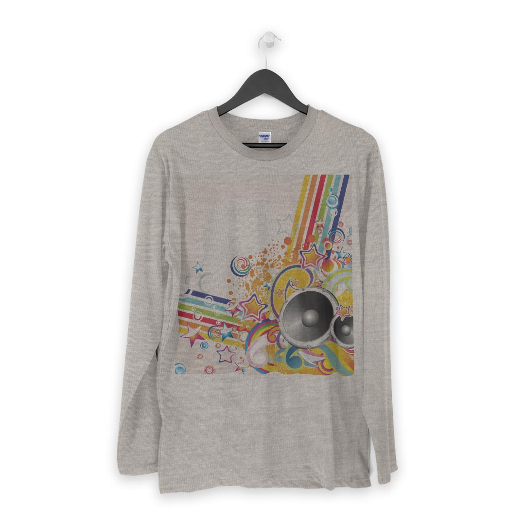 ロング tシャツ メンズ 長袖 ホワイト グレー デザイン XS S M L XL 2XL Tシャツ ティーシャツ T shirt long sleeve 000268 音楽　トロピカル　カラフル　星