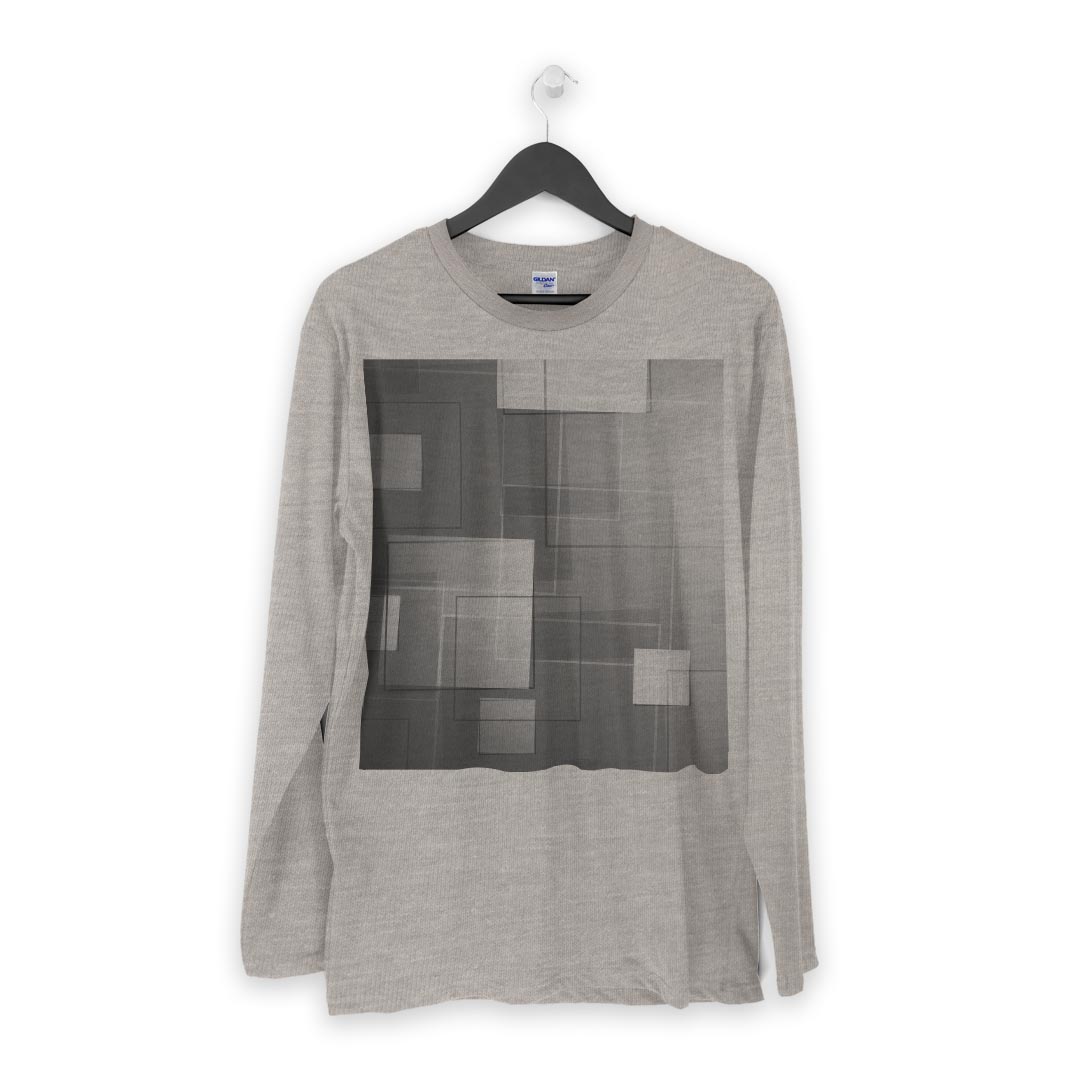 ロング tシャツ メンズ 長袖 ホワイト グレー デザイン XS S M L XL 2XL Tシャツ ティーシャツ T shirt long sleeve 000306 モノクロ　タイル　市松模様