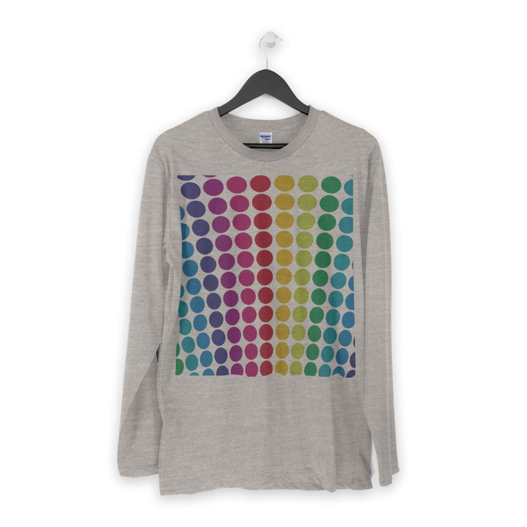 ロング tシャツ メンズ 長袖 ホワイト グレー デザイン XS S M L XL 2XL Tシャツ ティーシャツ T shirt long sleeve 000506 ドット　レインボー