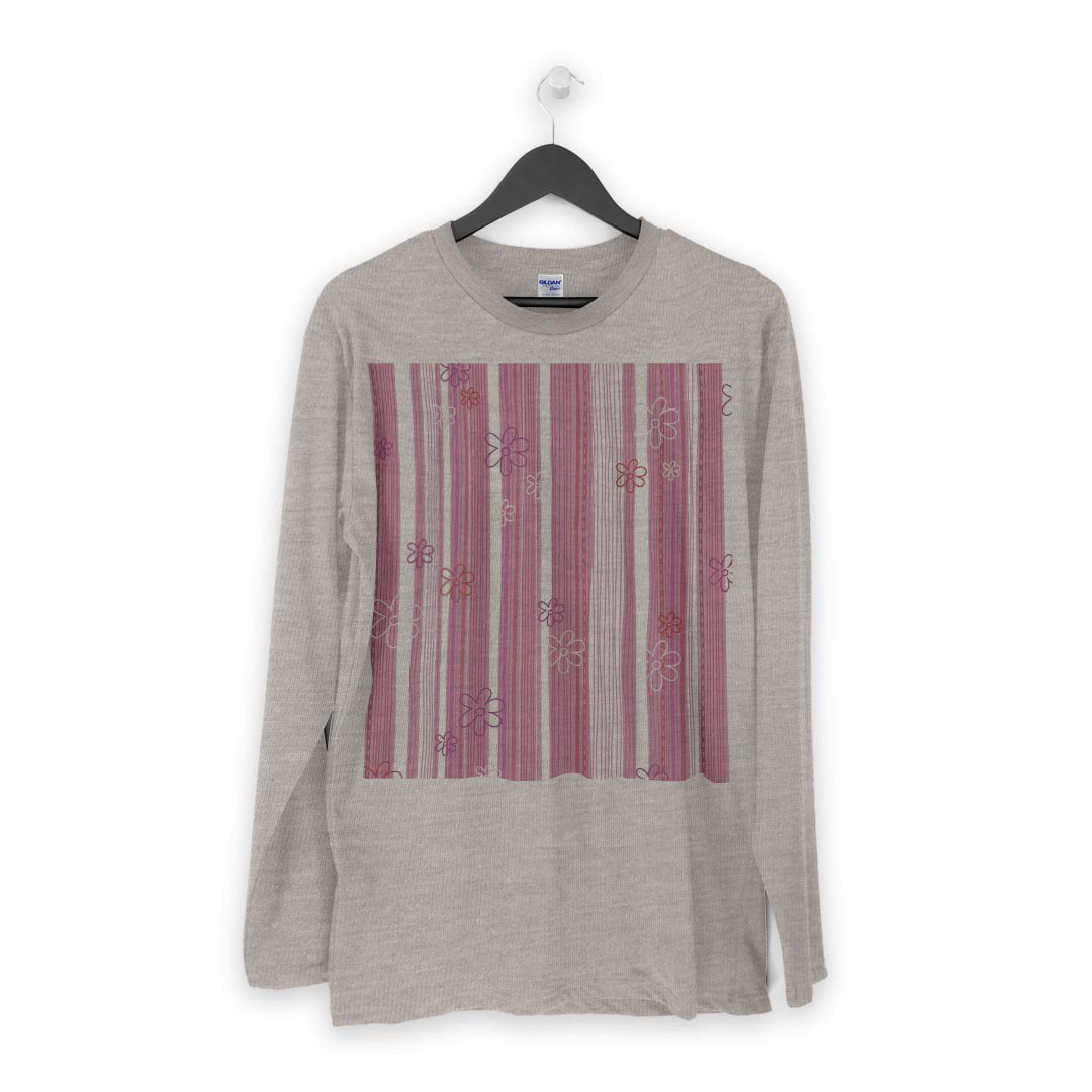 ロング tシャツ メンズ 長袖 ホワイト グレー デザイン XS S M L XL 2XL Tシャツ ティーシャツ T shirt long sleeve 000694 花　ストライプ