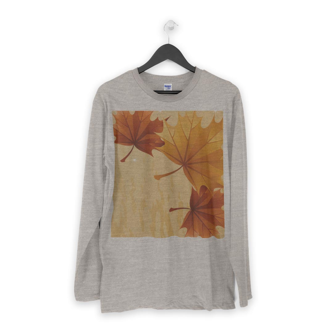 ロング tシャツ メンズ 長袖 ホワイト グレー デザイン XS S M L XL 2XL Tシャツ ティーシャツ T shirt long sleeve 001301 紅葉　秋