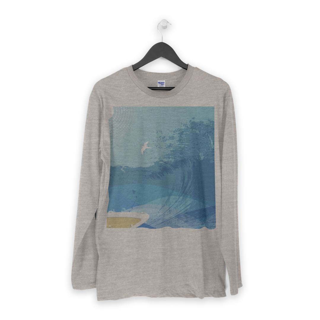 ロング tシャツ メンズ 長袖 ホワイト グレー デザイン XS S M L XL 2XL Tシャツ ティーシャツ T shirt long sleeve 001407 海　太陽