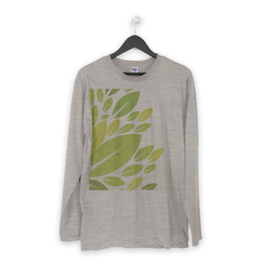ロング tシャツ メンズ 長袖 ホワイト グレー デザイン XS S M L XL 2XL Tシャツ ティーシャツ T shirt long sleeve 001821 植物　シンプル　緑 — vista 3