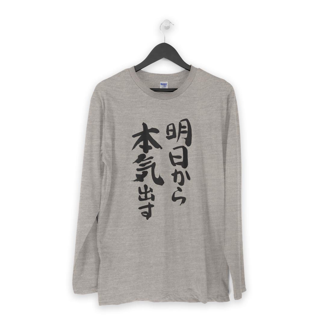 ロング tシャツ メンズ 長袖 ホワイト グレー デザイン XS S M L XL 2XL Tシャツ ティーシャツ T shirt long sleeve 002332 漢字　文字
