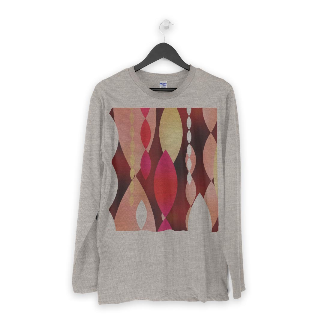 ロング tシャツ メンズ 長袖 ホワイト グレー デザイン XS S M L XL 2XL Tシャツ ティーシャツ T shirt long sleeve 002544 模様　螺旋　ピンク