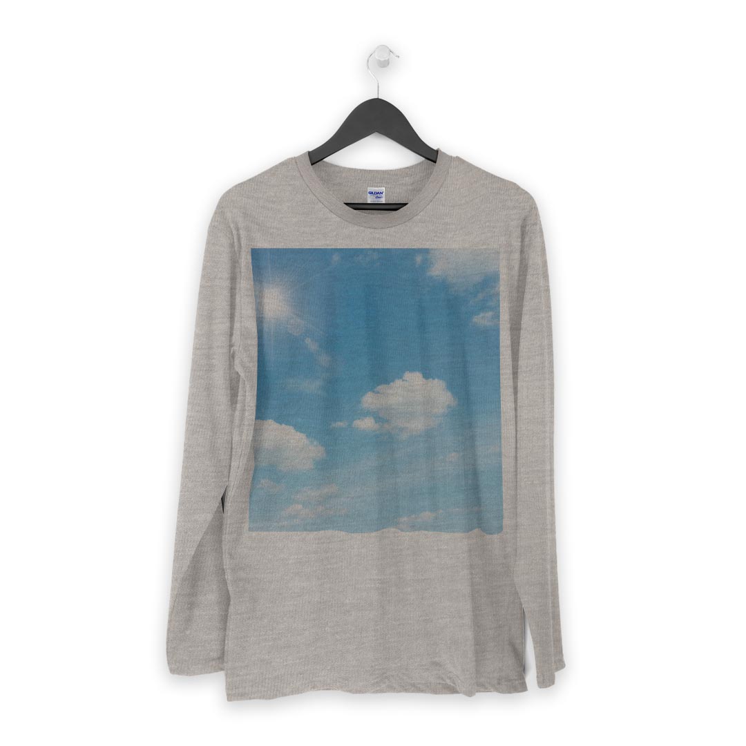 ロング tシャツ メンズ 長袖 ホワイト グレー デザイン XS S M L XL 2XL Tシャツ ティーシャツ T shirt long sleeve 002835 空　写真