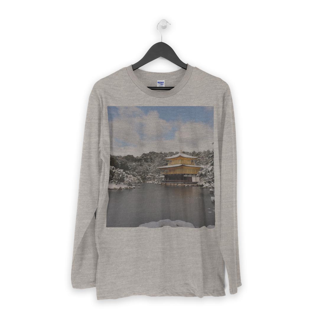 ロング tシャツ メンズ 長袖 ホワイト グレー デザイン XS S M L XL 2XL Tシャツ ティーシャツ T shirt long sleeve 003269 写真　景色　風景
