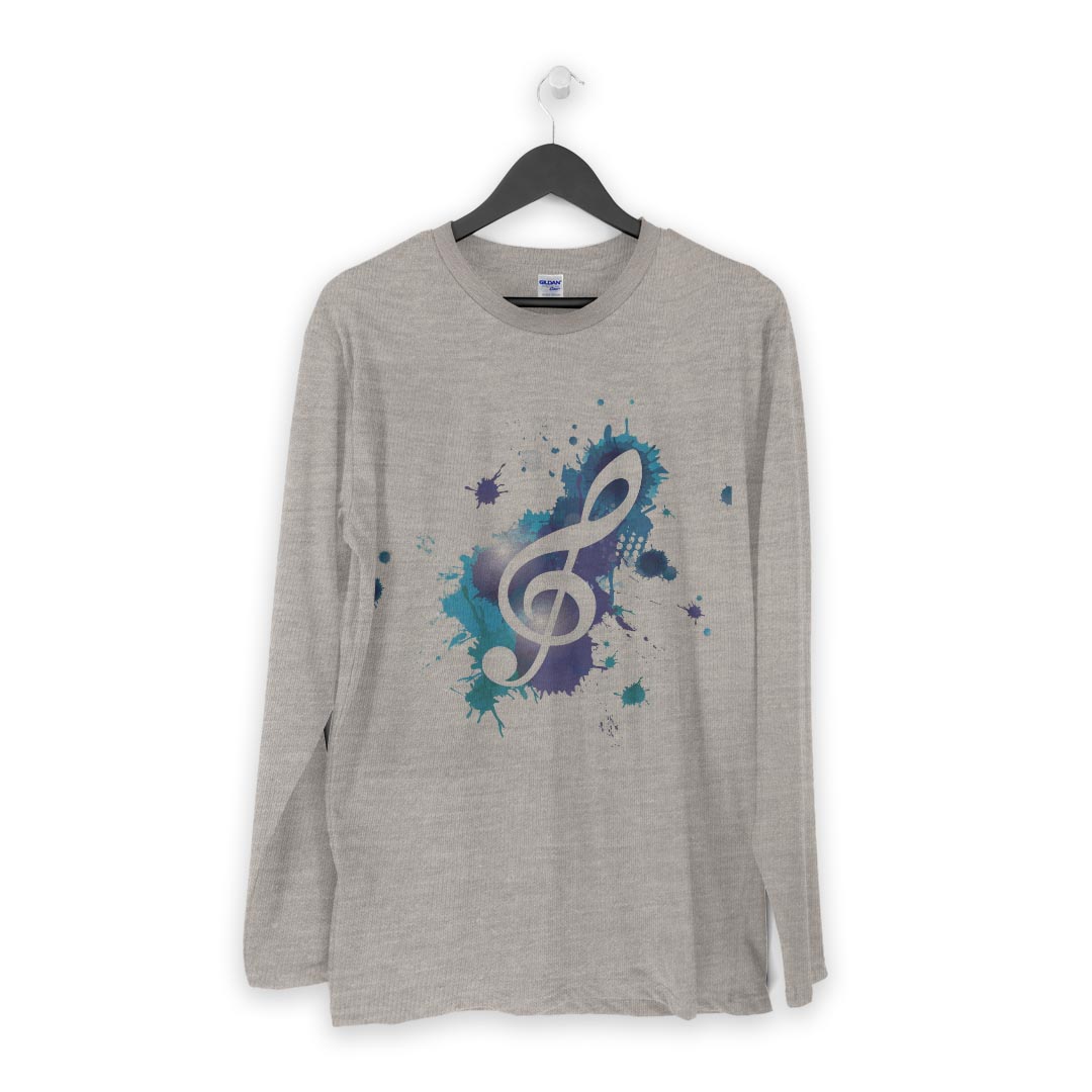 ロング tシャツ メンズ 長袖 ホワイト グレー デザイン XS S M L XL 2XL Tシャツ ティーシャツ T shirt long sleeve 003301 音楽　音符　青