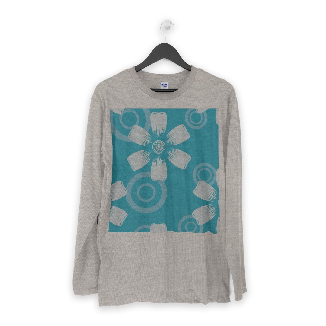 ロング tシャツ メンズ 長袖 ホワイト グレー デザイン XS S M L XL 2XL Tシャツ ティーシャツ T shirt long sleeve 004444 花　フラワー　青