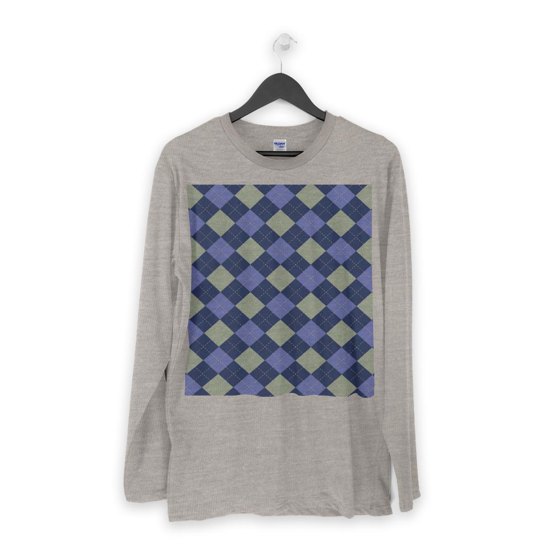 ロング tシャツ メンズ 長袖 ホワイト グレー デザイン XS S M L XL 2XL Tシャツ ティーシャツ T shirt long sleeve 004727 チェック　青　模様