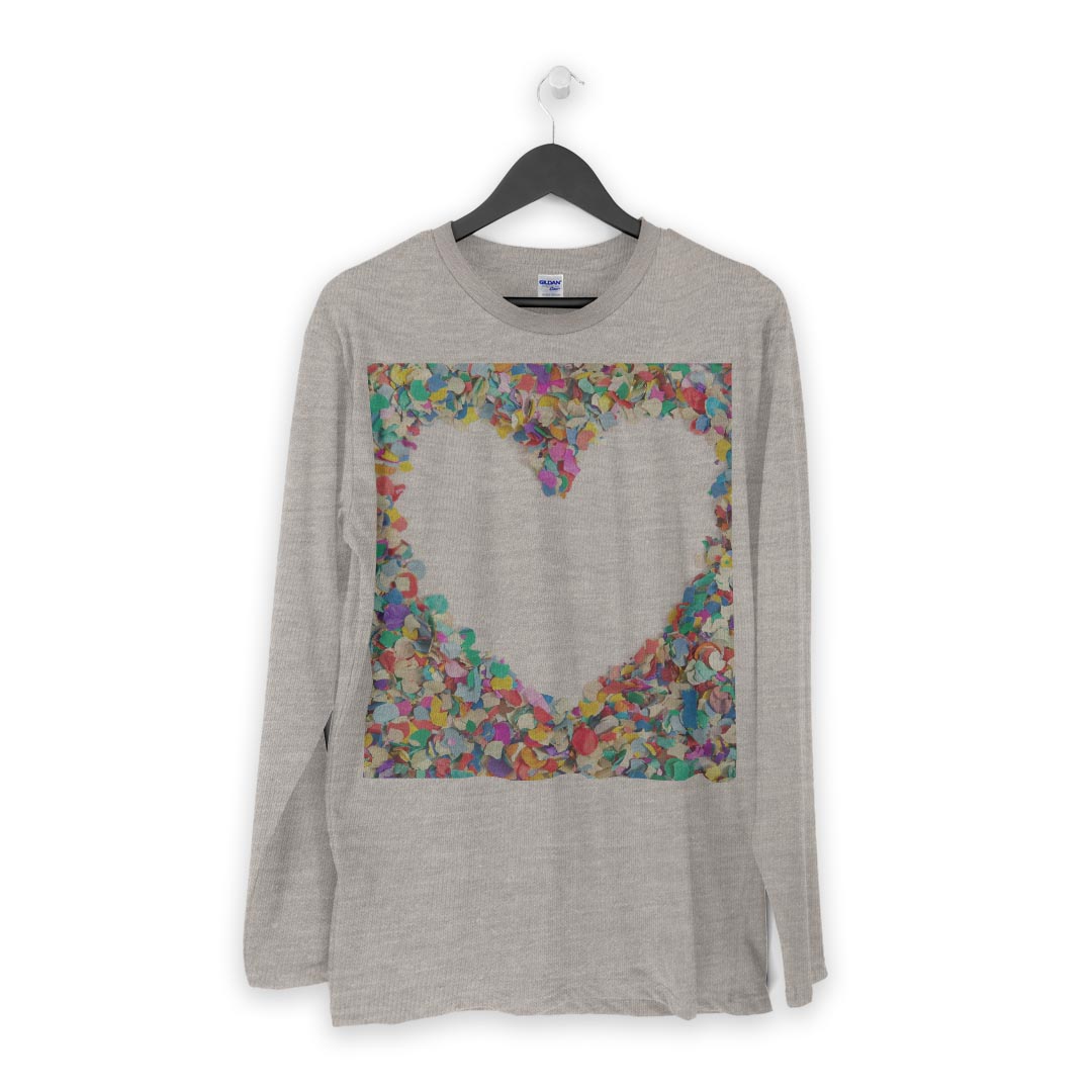 ロング tシャツ メンズ 長袖 ホワイト グレー デザイン XS S M L XL 2XL Tシャツ ティーシャツ T shirt long sleeve 005517 カラフル　ハート