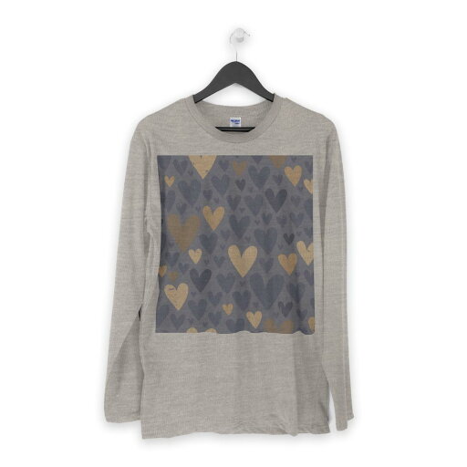 ロング tシャツ メンズ 長袖 ホワイト グレー デザイン XS S M L XL 2XL Tシャツ ティーシャツ T shirt long sleeve 005532 ハート 模様