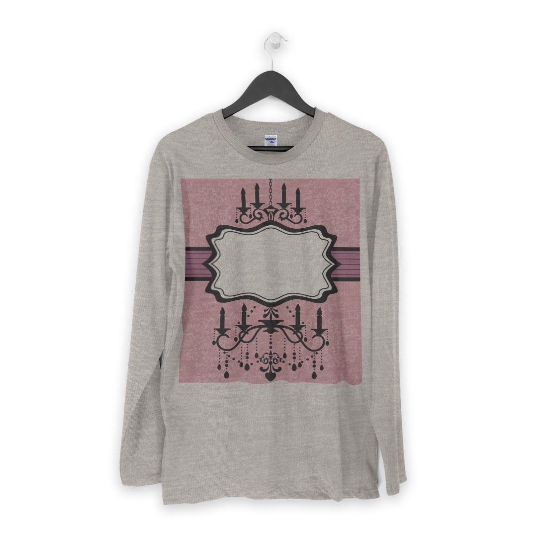 ロング tシャツ メンズ 長袖 ホワイト グレー デザイン XS S M L XL 2XL Tシャツ ティーシャツ T shirt long sleeve 005618 シャンデリア　ピンク
