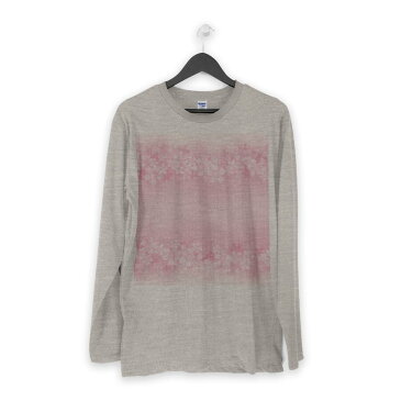 ロング tシャツ メンズ 長袖 ホワイト グレー デザイン XS S M L XL 2XL Tシャツ ティーシャツ T shirt long sleeve 005698 花 フラワー ピンク