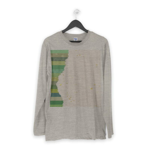 ロング tシャツ メンズ 長袖 ホワイト グレー デザイン XS S M L XL 2XL Tシャツ ティーシャツ T shirt long sleeve 006033 和風 和柄 緑 グリーン