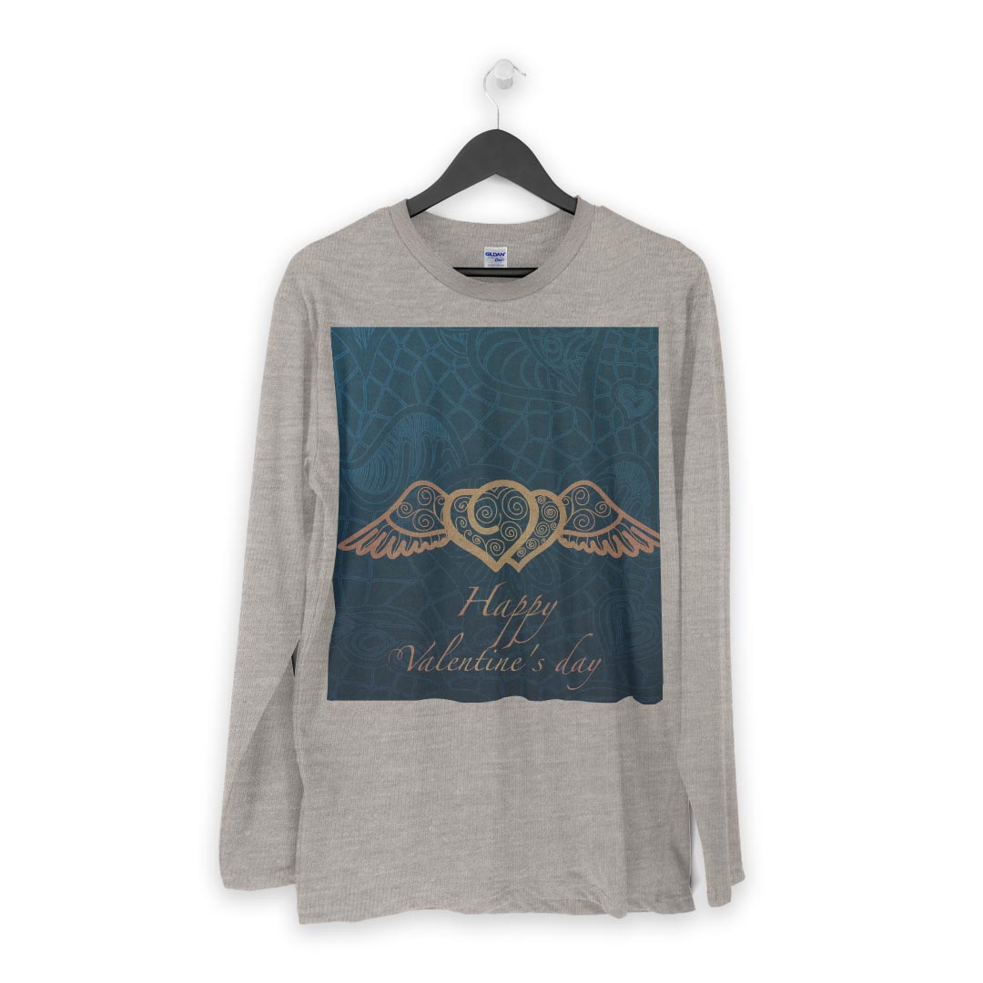 ロング tシャツ メンズ 長袖 ホワイト グレー デザイン XS S M L XL 2XL Tシャツ ティーシャツ T shirt long sleeve 007130 ハート　模様
