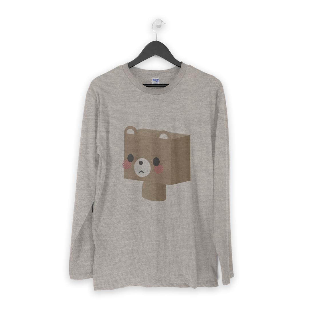 ロング tシャツ メンズ 長袖 ホワイト グレー デザイン XS S M L XL 2XL Tシャツ ティーシャツ T shirt long sleeve 007149 熊　キャラクター