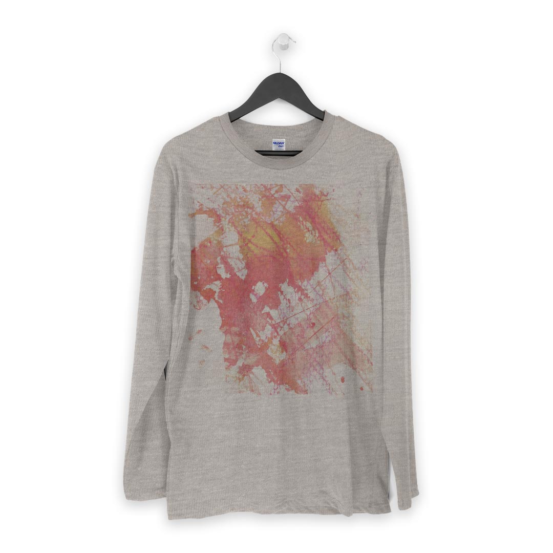 ロング tシャツ メンズ 長袖 ホワイト グレー デザイン XS S M L XL 2XL Tシャツ ティーシャツ T shirt long sleeve 008346 インク　ペンキ　赤　レッド　水彩