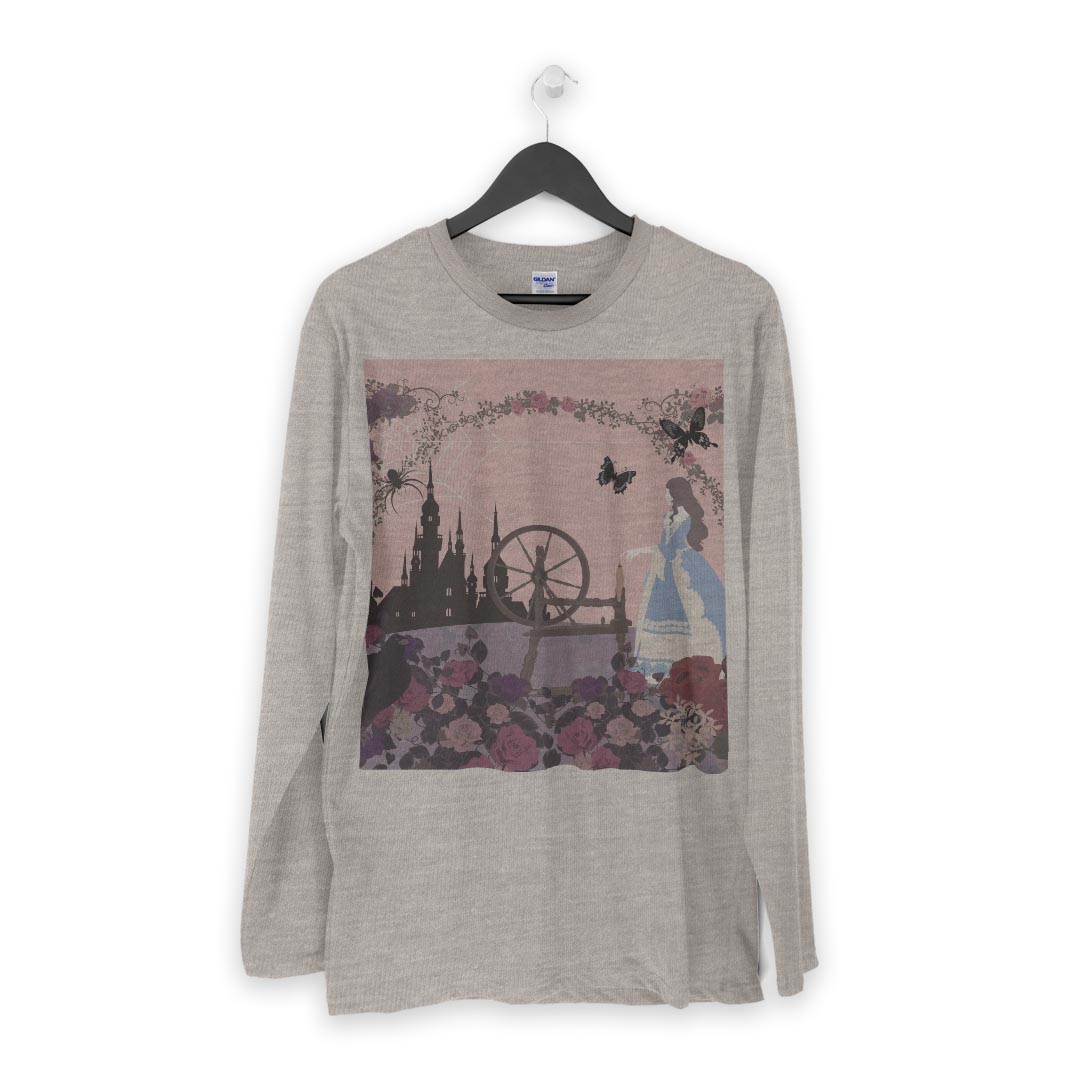 ロング tシャツ メンズ 長袖 ホワイト グレー デザイン XS S M L XL 2XL Tシャツ ティーシャツ T shirt long sleeve 009099 童話モチーフ　イラスト