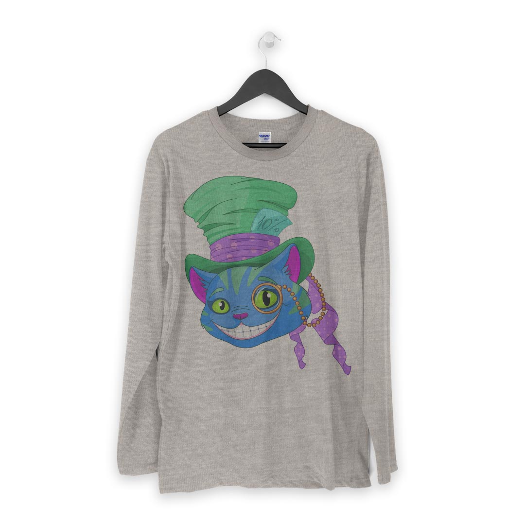 ロング tシャツ メンズ 長袖 ホワイト グレー デザイン XS S M L XL 2XL Tシャツ ティーシャツ T shirt long sleeve 009381 動物　キャラクター　猫