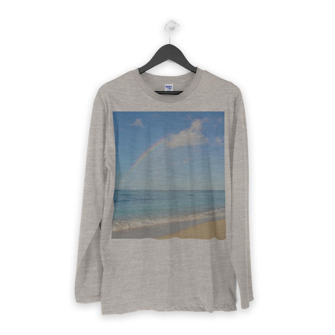 ロング tシャツ メンズ 長袖 ホワイト グレー デザイン XS S M L XL 2XL Tシャツ ティーシャツ T shirt long sleeve 010198 海　虹　写真