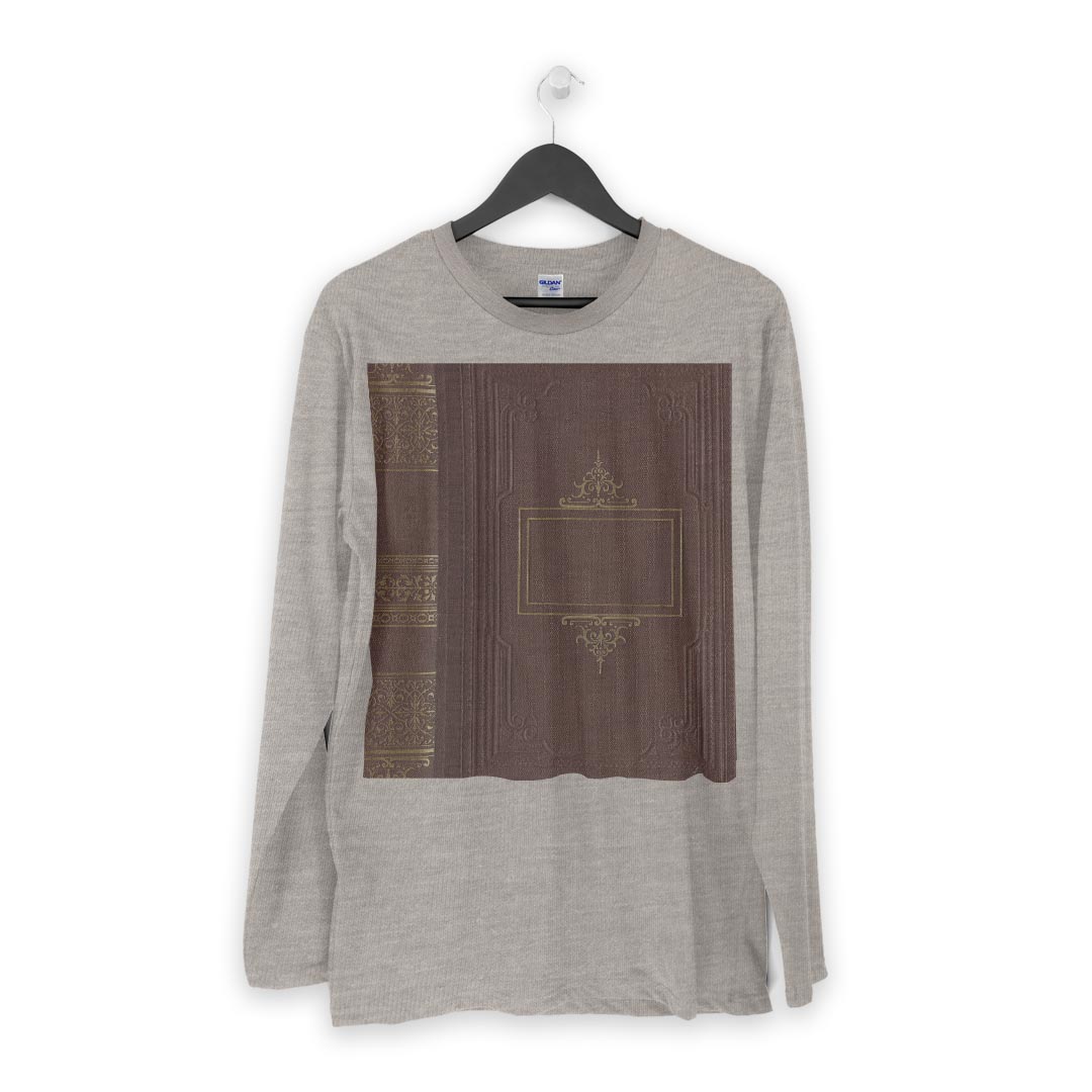 ロング tシャツ メンズ 長袖 ホワイト グレー デザイン XS S M L XL 2XL Tシャツ ティーシャツ T shirt long sleeve 010273 レトロ　茶色　模様