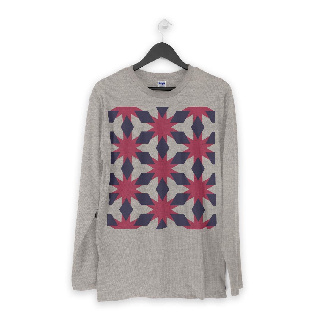 ロング tシャツ メンズ 長袖 ホワイト グレー デザイン XS S M L XL 2XL Tシャツ ティーシャツ T shirt long sleeve 010576 模様　紺　ピンク