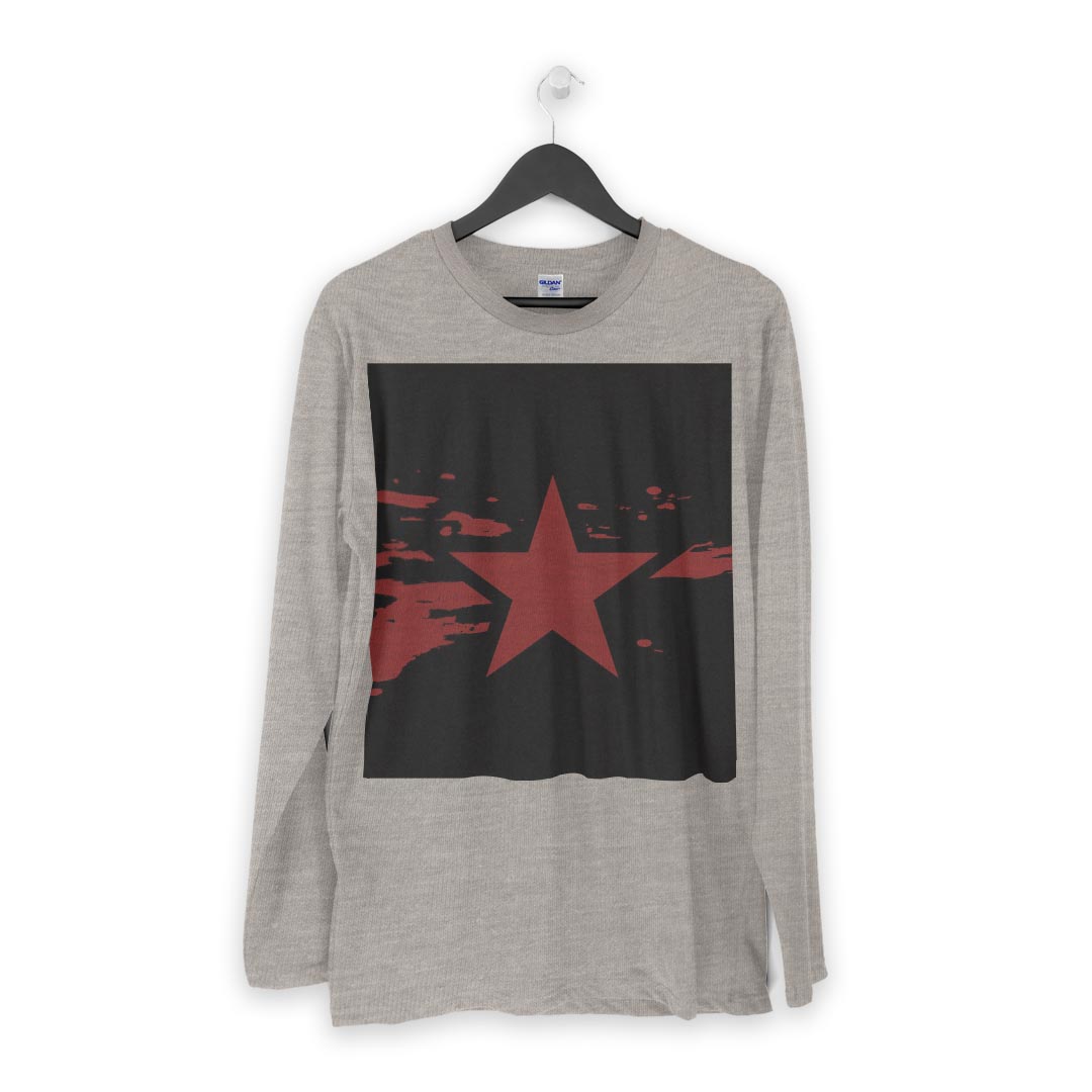 ロング tシャツ メンズ 長袖 ホワイト グレー デザイン XS S M L XL 2XL Tシャツ ティーシャツ T shirt long sleeve 010866 星　黒　赤