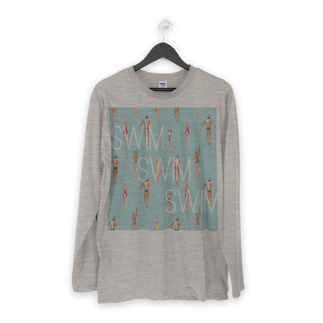 ロング tシャツ メンズ 長袖 ホワイト グレー デザイン XS S M L XL 2XL Tシャツ ティーシャツ T shirt long sleeve 011158 水着　夏　人物