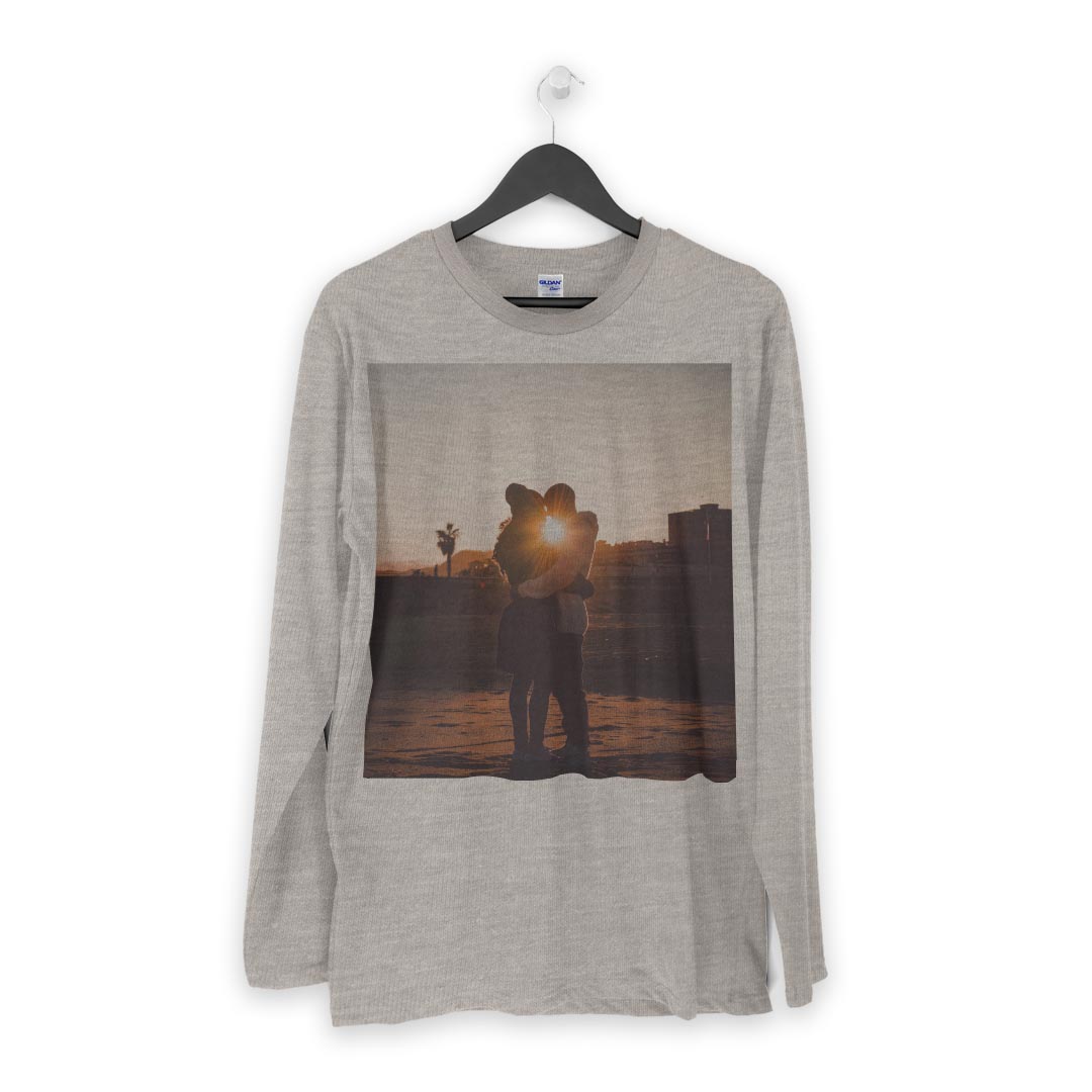 ロング tシャツ メンズ 長袖 ホワイト グレー デザイン XS S M L XL 2XL Tシャツ ティーシャツ T shirt long sleeve 012400 人物　写真　景色