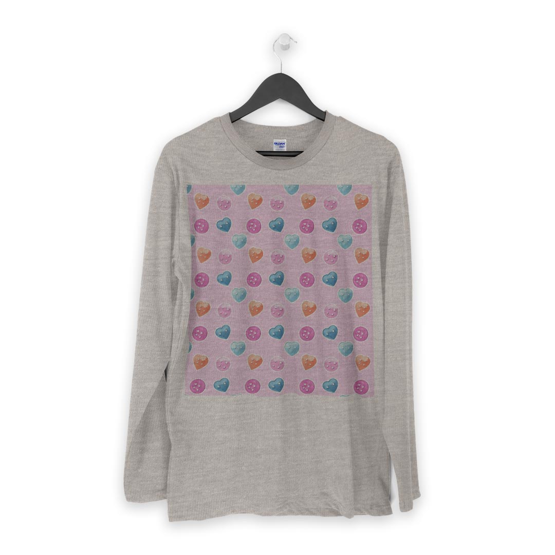 ロング tシャツ メンズ 長袖 ホワイト グレー デザイン XS S M L XL 2XL Tシャツ ティーシャツ T shirt long sleeve 012587 ハート　ポップ　かわいい