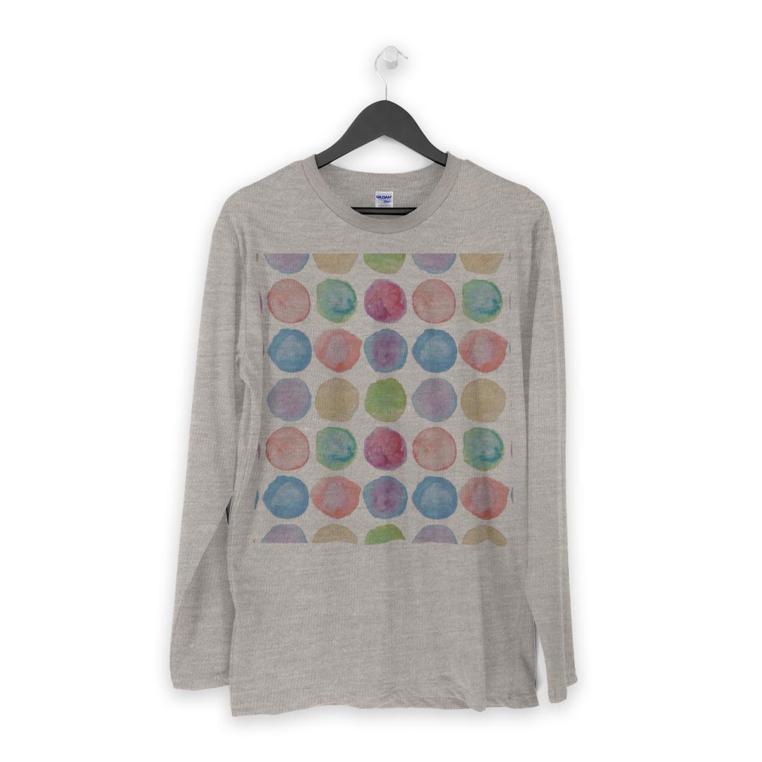 ロング tシャツ メンズ 長袖 ホワイト グレー デザイン XS S M L XL 2XL Tシャツ ティーシャツ T shirt long sleeve 012717 水玉　水彩　ドット